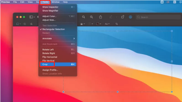 Zuschneiden eines Screenshots auf dem Mac mit der Vorschau