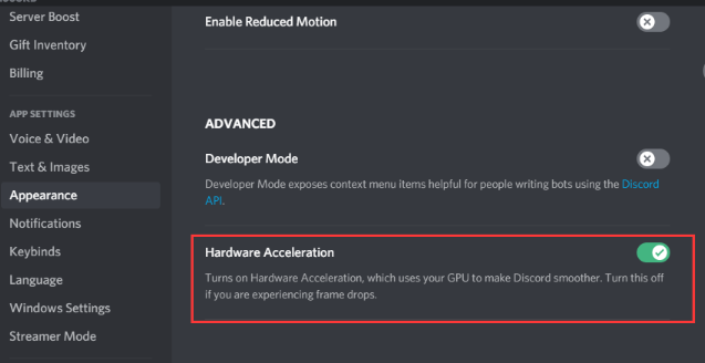 Deaktivieren Sie die Hardwarebeschleunigung, um YouTube-Filme auf Discord zu streamen
