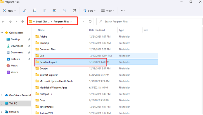 Genshin Screenshot-Ordner unter Windows