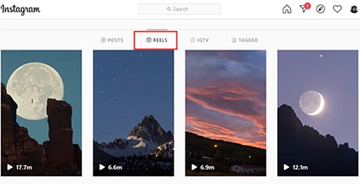 Instagram Reels auf einem Desktop pausieren