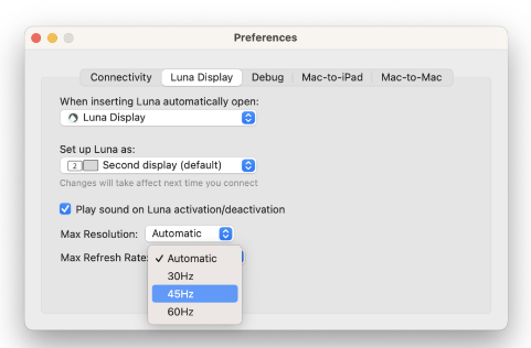 Verwenden Sie den iMac über Luna Display als Monitor