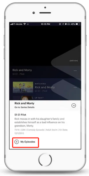 Bildschirmaufnahme von Hulu auf dem iPhone