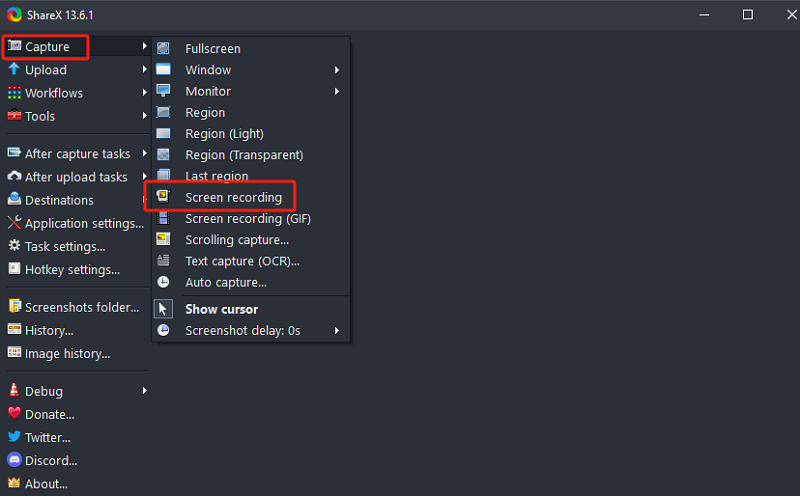 Bildschirmaufnahme auf einem Lenovo-Laptop über ShareX