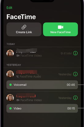 Anzeichen einer Bildschirmaufzeichnung bei einem FaceTime-Anruf