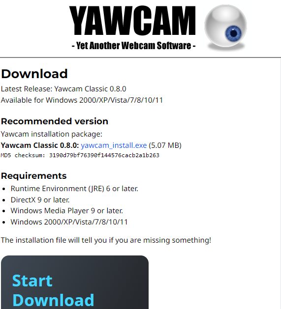 Yawcam sicher herunterladen