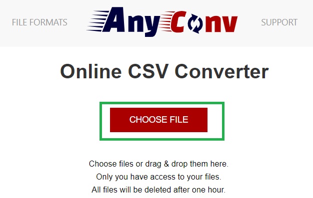Verwenden Sie AnyConv, um CSV in vCard zu konvertieren