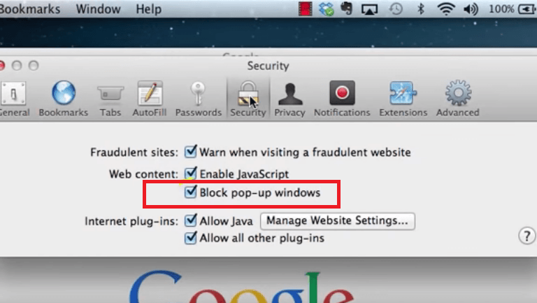 Blockieren Sie Popup-Fenster in Safari