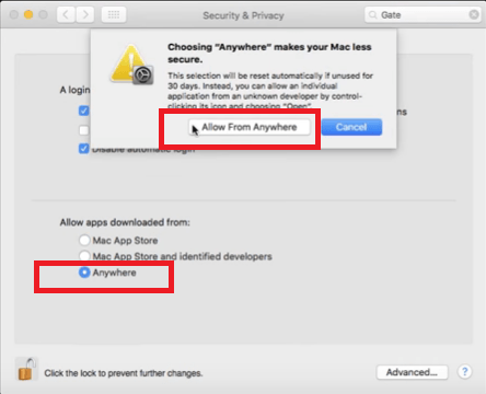 Mac Apps zulassen, die von überall heruntergeladen werden