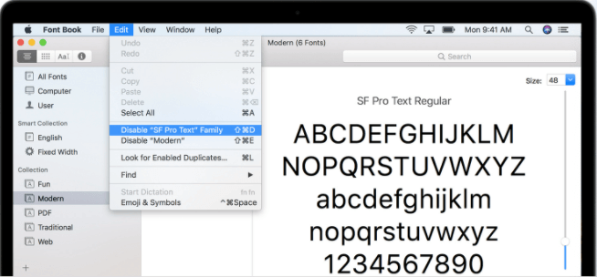 Schriftarten auf dem Mac deaktivieren