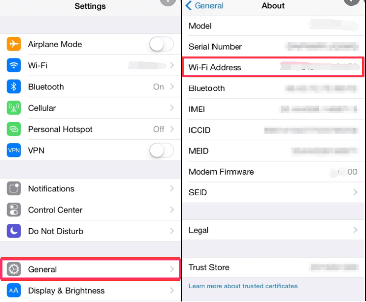 MAC-Adresse auf iOS-Geräten finden