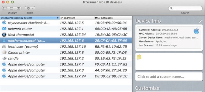 Untersuchen Sie das LAN mit IP Scanner for Macintosh
