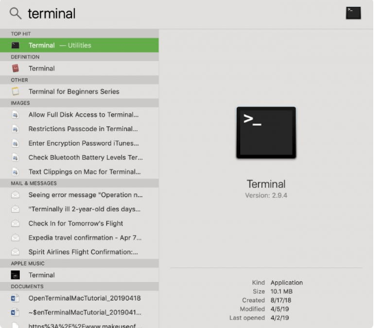 Öffnen Sie das Terminal auf dem Mac