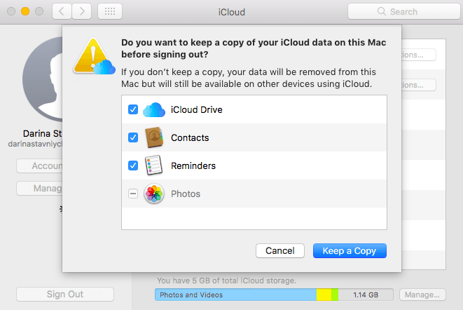 Entfernen Sie das iCloud-Konto vom Mac