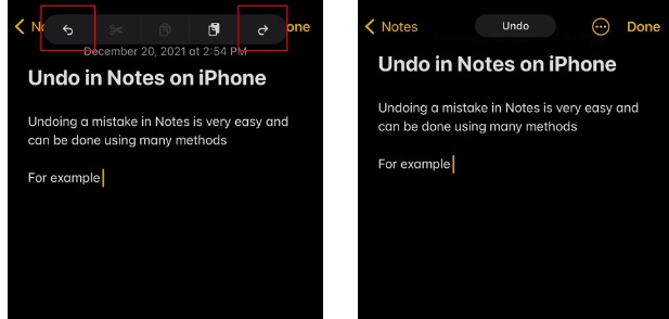 Einfaches Rückgängigmachen in Notizen mit dem Finger