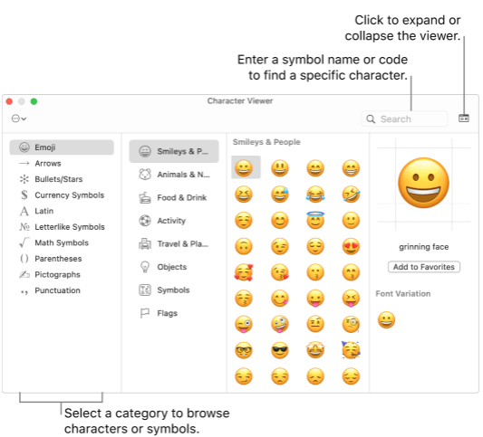 Verwenden Sie Symbole und Emojis