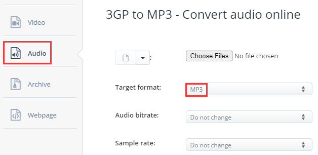 Konvertieren Sie 3GP mit Aconvert in MP3