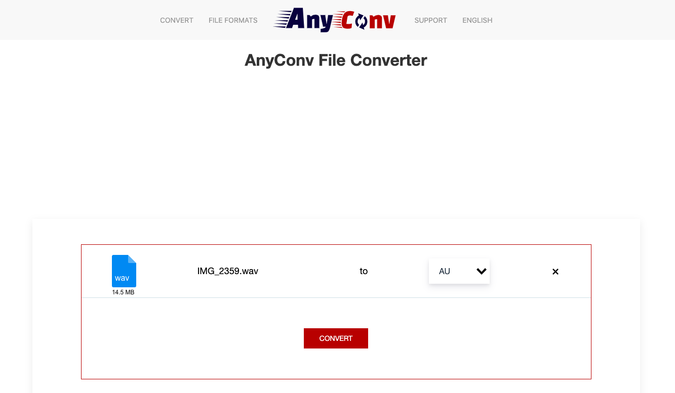 Verwenden Sie AnyConv.com, um WAV in AU zu konvertieren