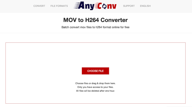AnyConv: Online MOV zu H.264 Konverter