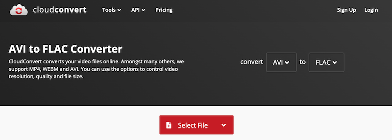 AVI-zu-FLAC-Online-Konverter: CloudConvert