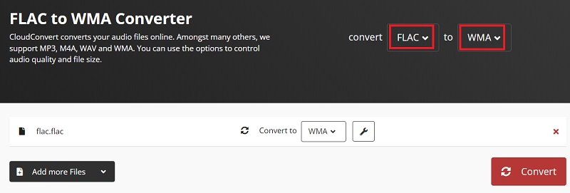 Wandeln Sie FLAC mit Online-Tools in WMA um