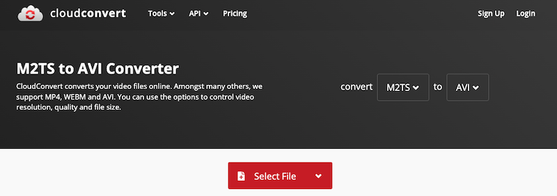 CloudConvert: Online-Konverter von M2TS zu AVI