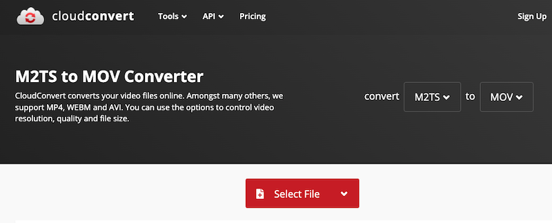 Konvertieren Sie M2TS online in MOV mit CloudConvert