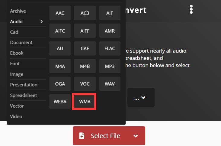 Online-Konverter zum Konvertieren von MP3 in WMA