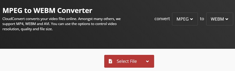 Übertragen Sie MPEG in WebM Online