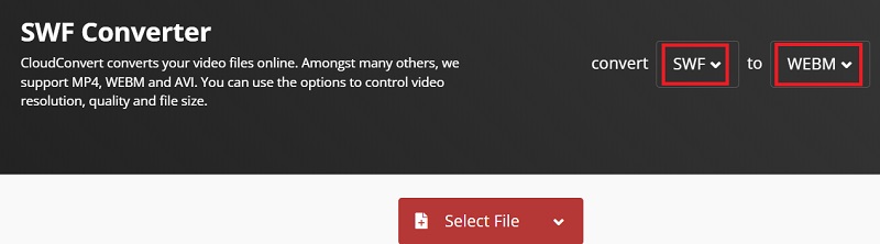Verwandeln Sie SWF mit CloudConvert in WebM