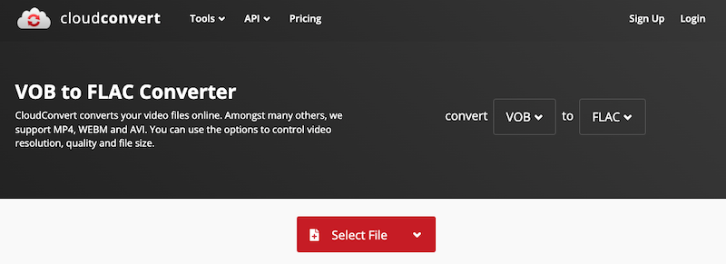 Konvertieren Sie VOB online über CloudConvert.com in FLAC