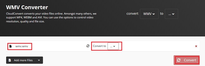 Verwenden Sie CloudConvert, um WMV online kostenlos in MPEG4 zu konvertieren