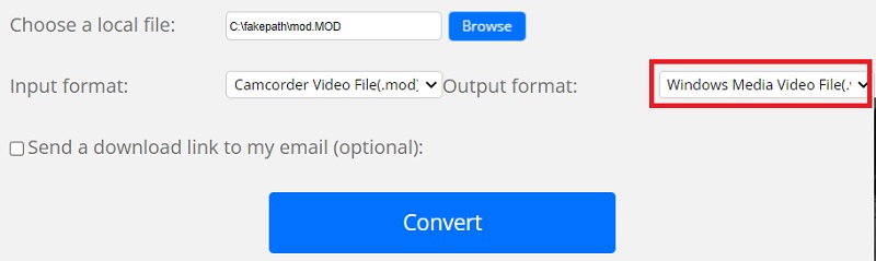 Konvertieren Sie MOD in WMV Online