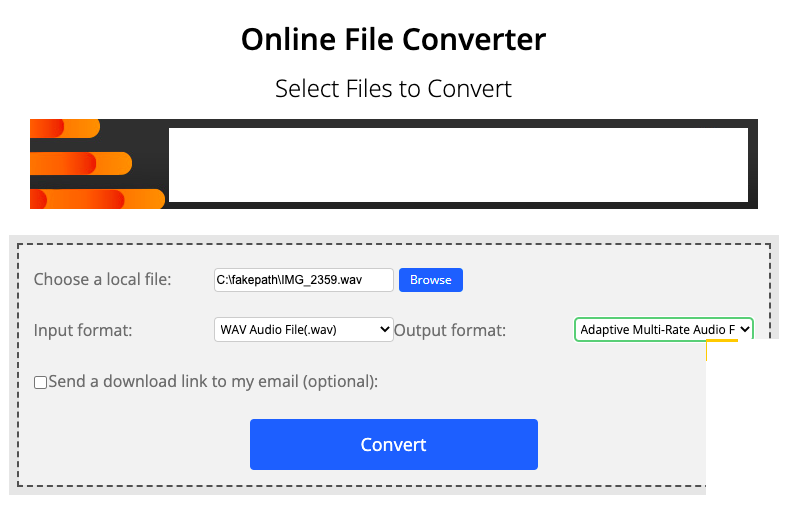 ConvertFiles.com für WAV zu AMR