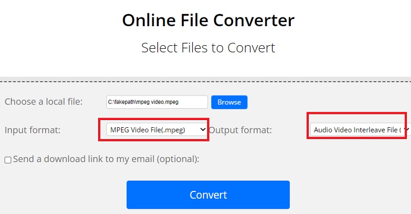 Verwenden Sie ConvertFiles, um MPEG in AVI zu konvertieren