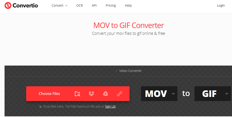 Konvertieren von MOV in GIF mithilfe von Convertio