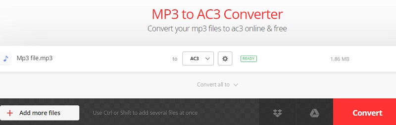 Machen Sie MP3 zu AC3 mit Convertio