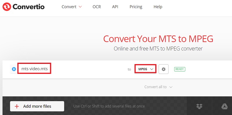 Verwandeln Sie MTS in MPEG Online