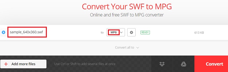 Konvertieren Sie mit Convertio SWF in MPG