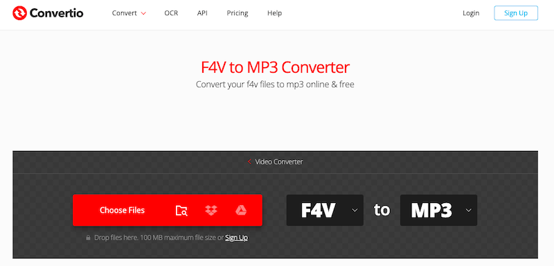 Convertio: Online-Konverter von F4V in MP3