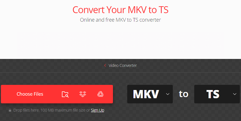 Konvertieren Sie MKV über Convertio in TS