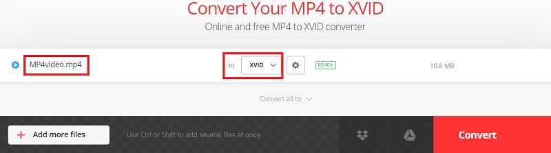 Verwenden Sie Convertio, um Ihr MP4 in Xvid umzuwandeln
