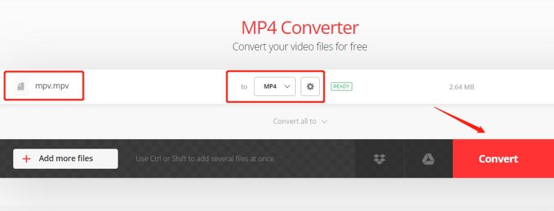Einfaches Konvertieren von MPV in MP4 online