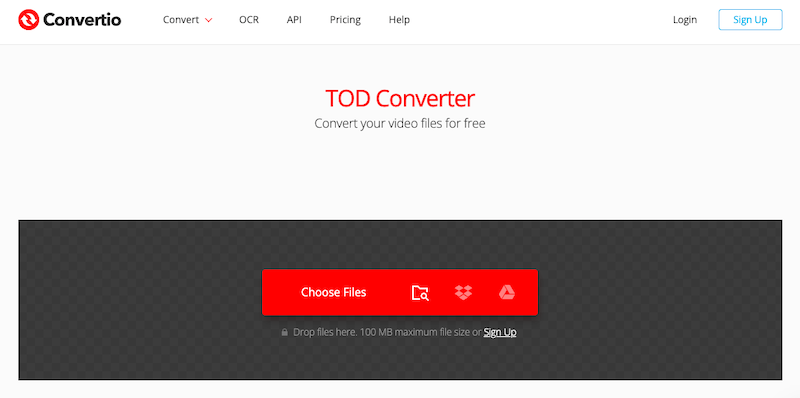 Konvertieren Sie TOD-Dateien bei Convertio.co