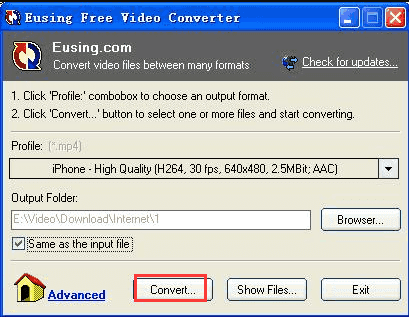 MXF zu MP4 mit Eusing Free Video Converter