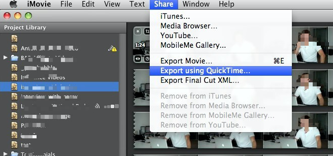 Exportieren Sie iMovie mit QuickTime nach MP4