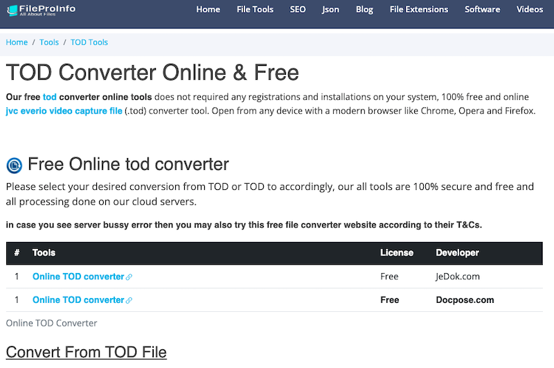 Der TOD-Konverter von FileProInfo