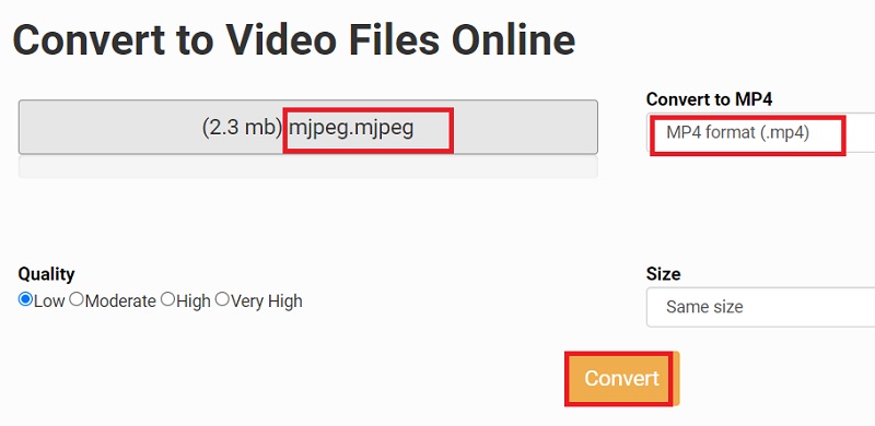 Transkodieren Sie MJPEG online in das MP4-Format