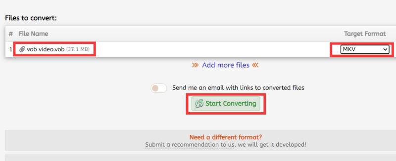 FileZigZag Konvertiert VOB in MKV