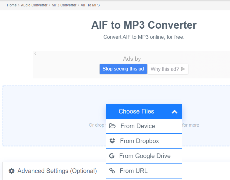 Konvertieren Sie AIF mit FreeConvert in MP3