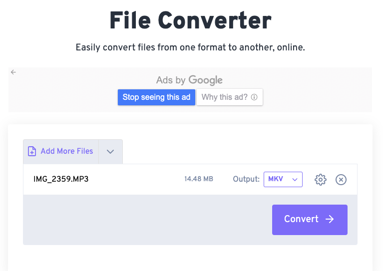 Konvertieren Sie MP3 in MKV mit FileConverter